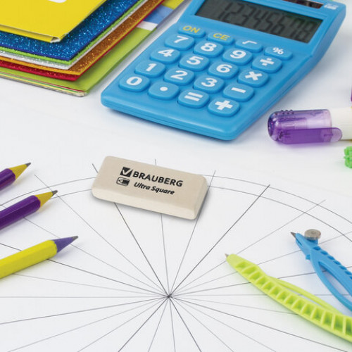 Ластик BRAUBERG Ultra Square, 50х20х9 мм, белый, натуральный каучук, 228709