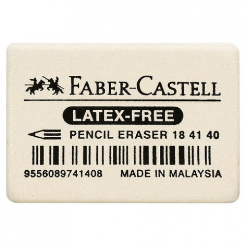 Ластик FABER-CASTELL Latex-Free, 37x25x7 мм, белый, прямоугольный, 184140