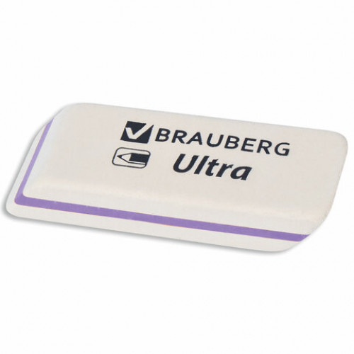 Ластик BRAUBERG Ultra, 50х14х8 мм, белый, детали ассорти, натуральный каучук, 228704