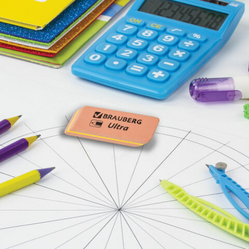 Ластик BRAUBERG Ultra, 41х14х8 мм, оранжевый, натуральный каучук, 228705