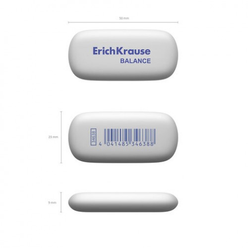 Ластик ERICH KRAUSE Balance, 50x23x9 мм, белый, овальный, 34638