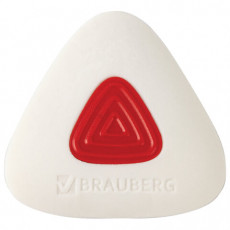 Ластик BRAUBERG Trios PRO, 36х36х9 мм, белый, треугольный, красный пластиковый держатель, 229559