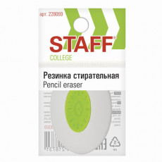 Ластик STAFF College, 42х30х9 мм, овальный, салатовый пластиковый держатель, 228069 Ластик STAFF College, 42х30х9 мм, овальный, салатовый пластиковый держатель, 228069