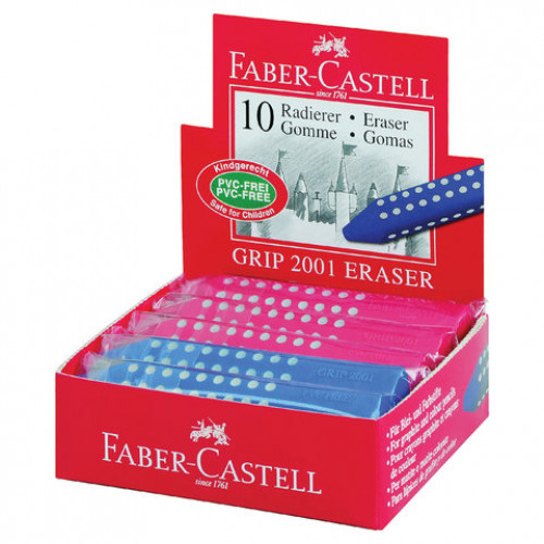 Ластик большой FABER-CASTELL Grip 2001, 90x15x15 мм, цвет ассорти, треугольный, 187101