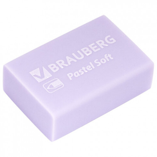 Ластики BRAUBERG Pastel Soft НАБОР 12 шт., размер ластика 31х20х10 мм, экологичный ПВХ, 229598