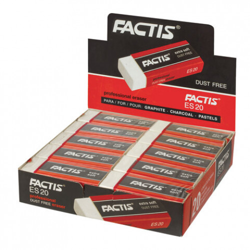 Ластик большой FACTIS Extra Soft ES 20 (Испания), 61х24х13 мм, белый, прямоугольный, CPFES20