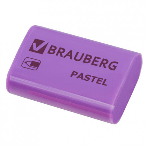 Ластик BRAUBERG Pastel, 37х24х11мм, ассорти пастельных цветов, экологичный ПВХ, 229582