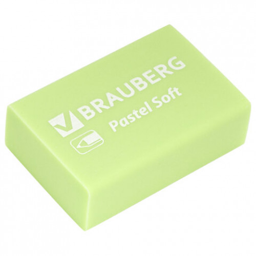 Ластики BRAUBERG Pastel Soft НАБОР 12 шт., размер ластика 31х20х10 мм, экологичный ПВХ, 229598