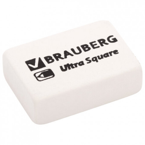 Ластики BRAUBERG Ultra Square 6 шт., размер ластика 29х18х8 мм, белые, натуральный каучук, 229603