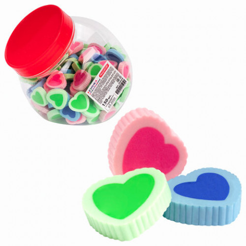 Ластик фигурный ПИФАГОР, Сердечко, 24x21x5 мм, цвет ассорти, 226534