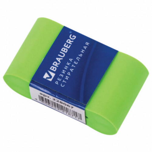 Ластик BRAUBERG Rainbow, 42х23х13 мм, цвет ассорти, картонный держатель, 228067