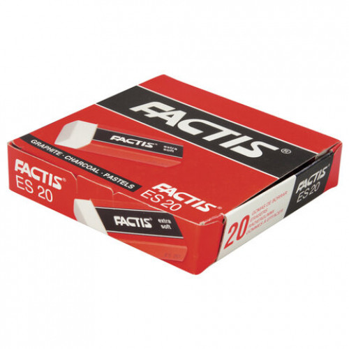 Ластик большой FACTIS Extra Soft ES 20 (Испания), 61х24х13 мм, белый, прямоугольный, CPFES20
