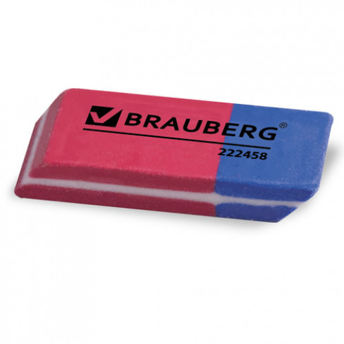 Набор ластиков BRAUBERG Assistant 80, 4 шт., 41х14х8 мм, красно-синие, прямоугольные, скошенные края, 222458
