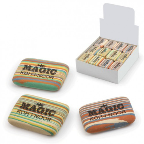 Ластик KOH-I-NOOR Magic, 35x24x8 мм, цветной, ассорти, прямоугольный, натуральный каучук, 6516040001KD