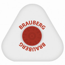 Ластик BRAUBERG Energy, 45х45х10 мм, белый, треугольный, красный пластиковый держатель, 222473