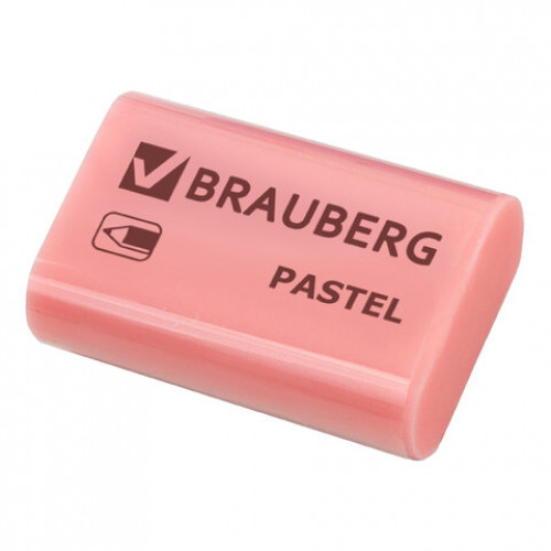 Ластик BRAUBERG Pastel, 37х24х11мм, ассорти пастельных цветов, экологичный ПВХ, 229582