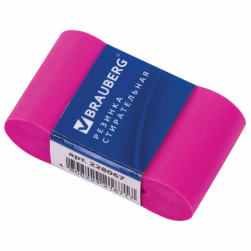 Ластик BRAUBERG Rainbow, 42х23х13 мм, цвет ассорти, картонный держатель, 228067