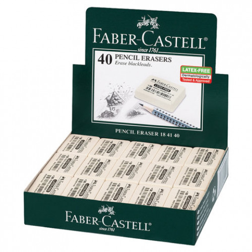 Ластик FABER-CASTELL Latex-Free, 37x25x7 мм, белый, прямоугольный, 184140