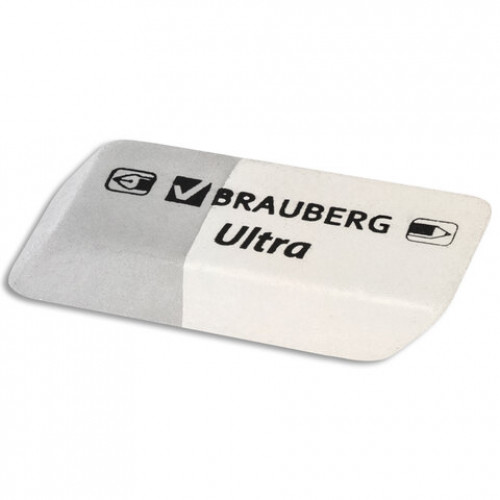 Ластик BRAUBERG Ultra, 41х14х8 мм, серо-белый, натуральный каучук, 228703