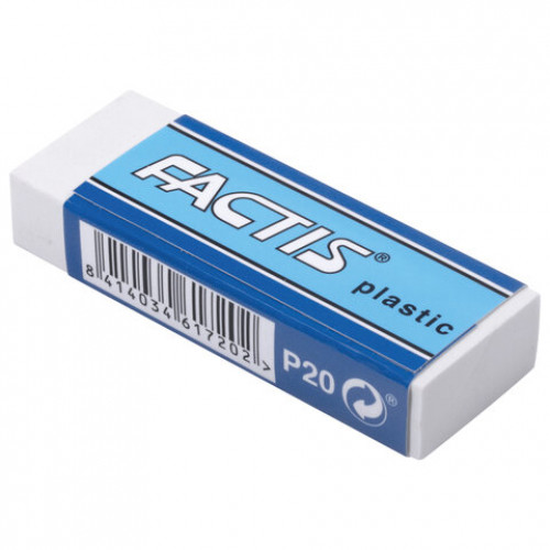 Ластик большой FACTIS Plastic P 20 (Испания), 61х22х11 мм, белый, прямоугольный, мягкий, CPFP20