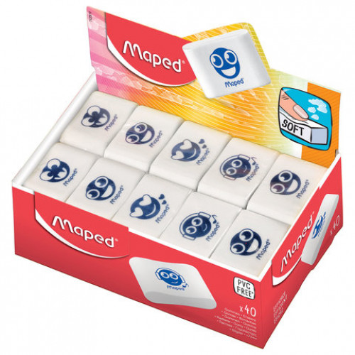 Ластик MAPED (Франция) Essentials Soft 13, 33,5х21,5х9,9 мм, белый, ассорти, 112911