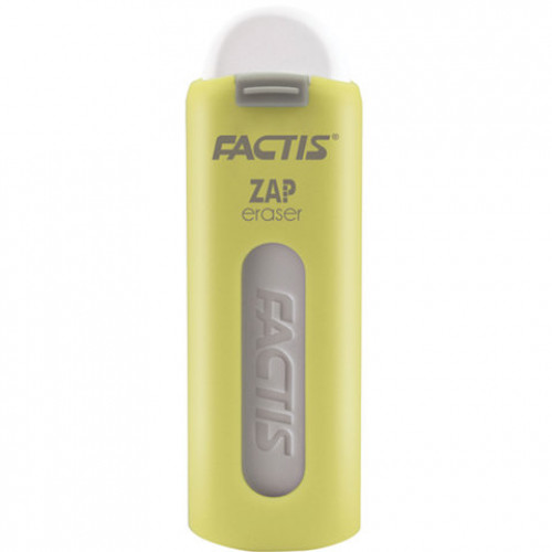Ластик выдвижной FACTIS ZAP (Испания), 75x7x8 мм, белый, пластиковый корпус ассорти, PTF1130