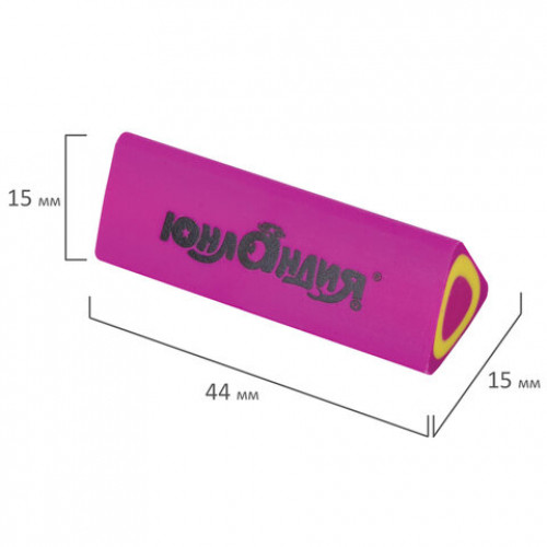 Ластик ЮНЛАНДИЯ Candy, 44х15х15 мм, цвет ассорти, треугольный, 228725