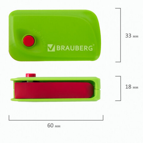 Ластик выкидной BRAUBERG Delta, 60х33х18 мм, цвет ассорти, пластиковый держатель ассорти, 223594