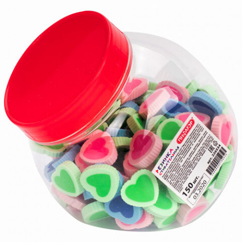 Ластик фигурный ПИФАГОР, Сердечко, 24x21x5 мм, цвет ассорти, 226534