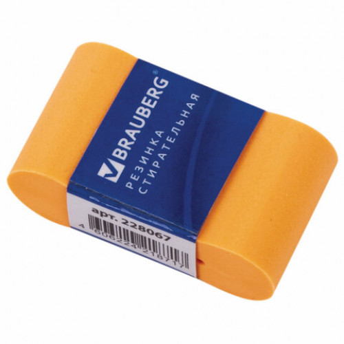 Ластик BRAUBERG Rainbow, 42х23х13 мм, цвет ассорти, картонный держатель, 228067