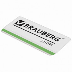 Ластик BRAUBERG Partner, 57х18х8 мм, белый, прямоугольный, скошенные края, 221036