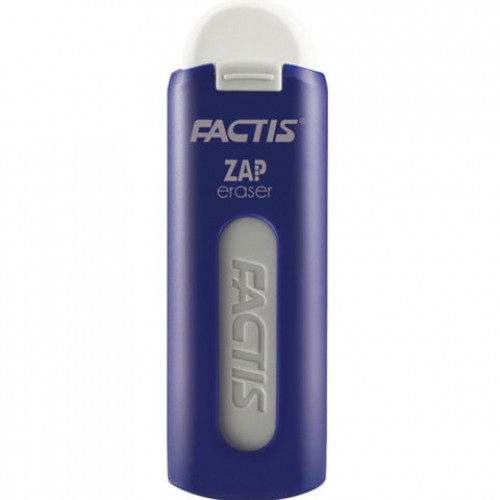 Ластик выдвижной FACTIS ZAP (Испания), 75x7x8 мм, белый, пластиковый корпус ассорти, PTF1130