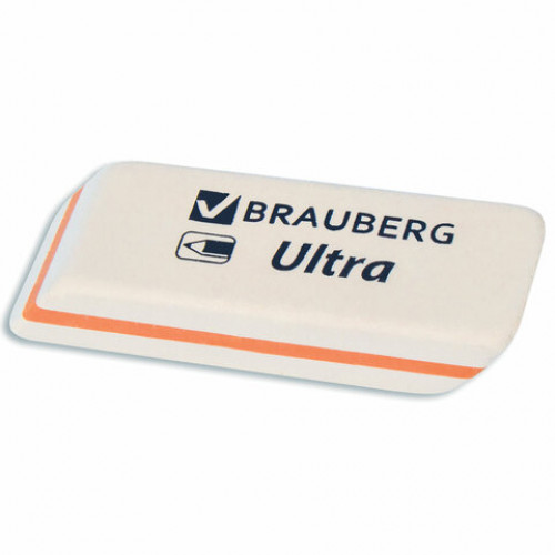 Ластик BRAUBERG Ultra, 50х14х8 мм, белый, детали ассорти, натуральный каучук, 228704