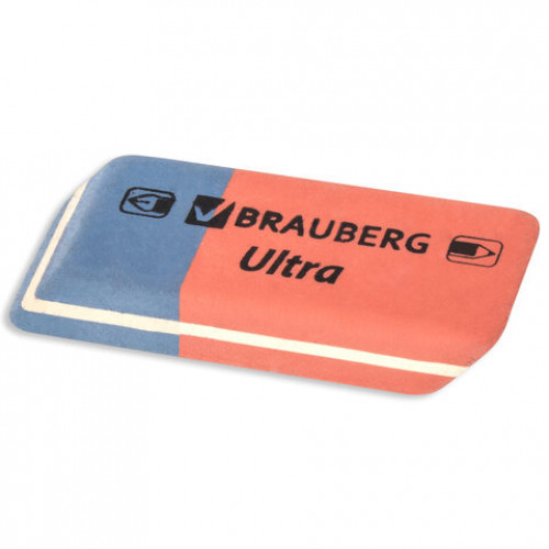 Ластик BRAUBERG Ultra, 42х14х8 мм, красно-синий, натуральный каучук, 228708