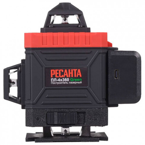 Уровень лазерный, 4 луча, самовыравнивание ± 4 град, РЕСАНТА ПЛ-4Х360 Green, 61/10/544