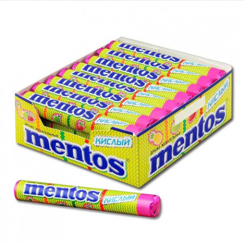 Жевательное драже MENTOS (Ментос) Кислый, 37,5 г
