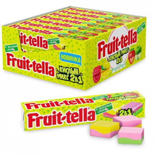 Жевательная конфета FRUITTELLA Кислый Микс 2 в 1, 41 г