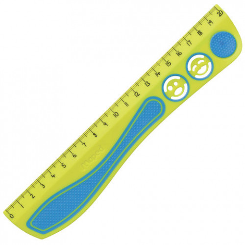 Линейка MAPED (Франция) Kidy'Grip, 20 см, пластиковая с резиновыми вставками, нескользящая, с трафаретами, 278710