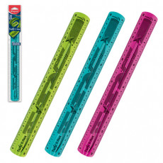 Линейка пластиковая 30 см, гибкая, MAPED (Франция) Twist'n Flex, тонированная, ассорти, подвес, 027900