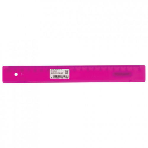 Линейка пластиковая 20 см, ПИФАГОР, непрозрачная, неоновая, ассорти, 210604