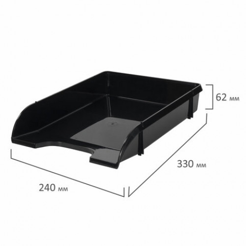 Лоток горизонтальный для бумаг BRAUBERG Classic, 330х240х62 мм, черный, 237285