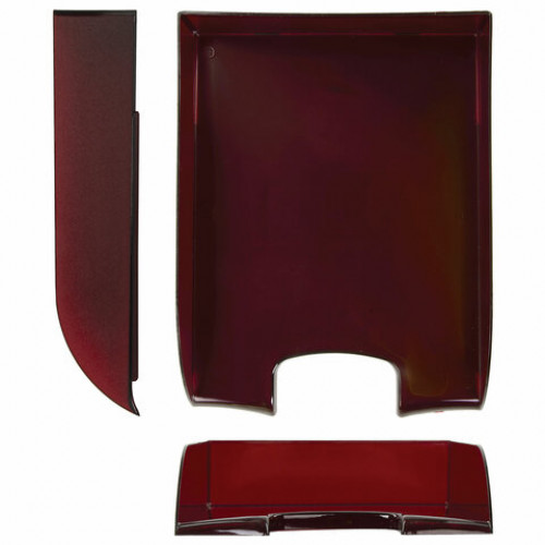Лоток горизонтальный для бумаг BRAUBERG Office style, 320х245х65 мм, тонированный красный, 237291