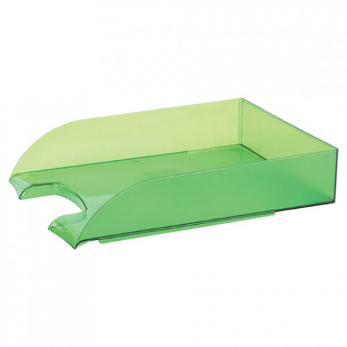 Лоток горизонтальный для бумаг BRAUBERG Office style, 320х245х65 мм, тонированный зеленый, 237292