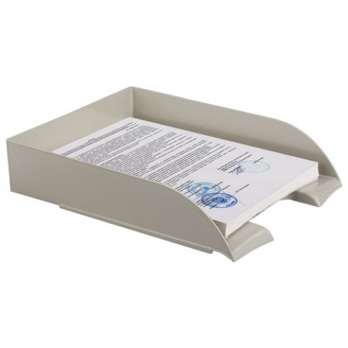 Лоток горизонтальный для бумаг BRAUBERG Office style, 320х245х65 мм, серый, 237287