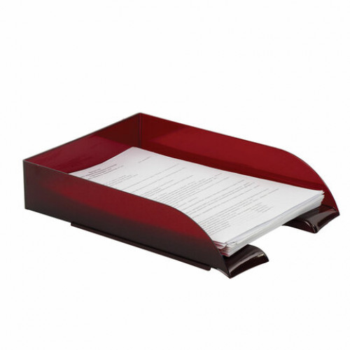 Лоток горизонтальный для бумаг BRAUBERG Office style, 320х245х65 мм, тонированный красный, 237291