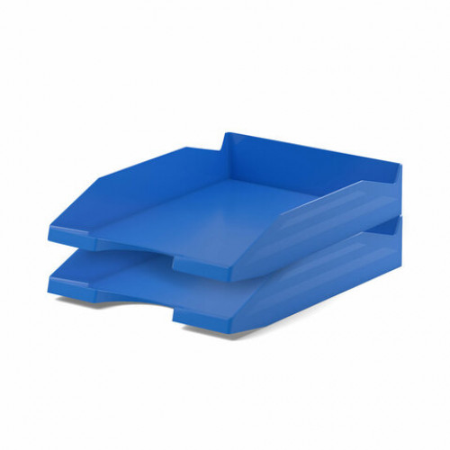 Лоток горизонтальный для бумаг КОМПЛЕКТ 2шт., BRAUBERG Modern, 346х254х61 мм, синий, 238027