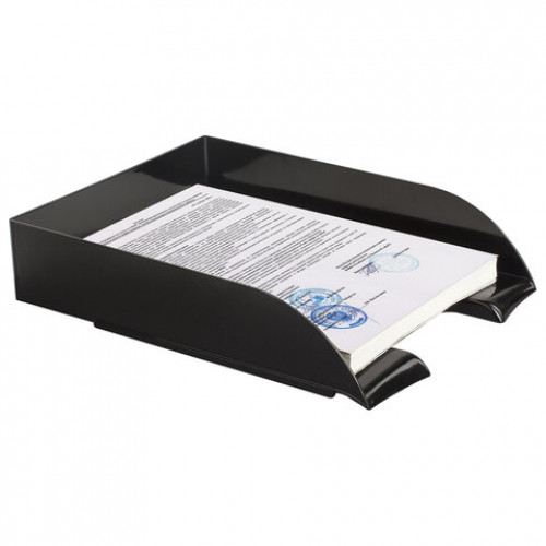 Лоток горизонтальный для бумаг BRAUBERG Office style, 320х245х65 мм, черный, 237286