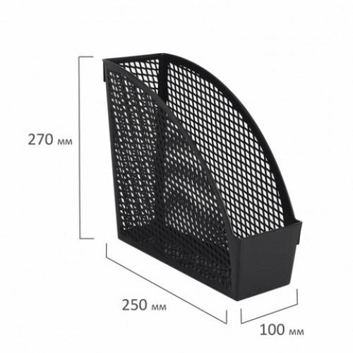 Лоток вертикальный для бумаг STAFF Profit, 270х100х250 мм, сетчатый, полипропилен, черный, 237253