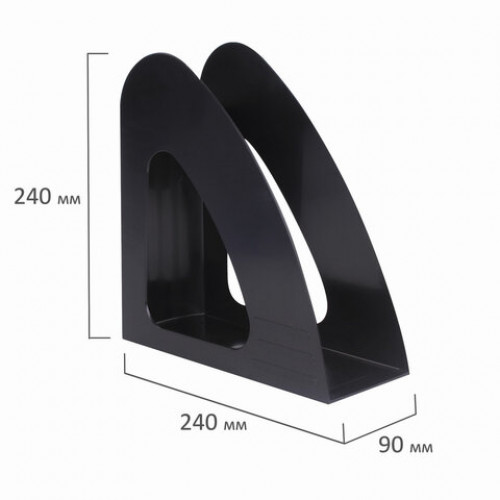 Лоток вертикальный для бумаг BRAUBERG Delta, 240х90х240 мм, черный, 237239