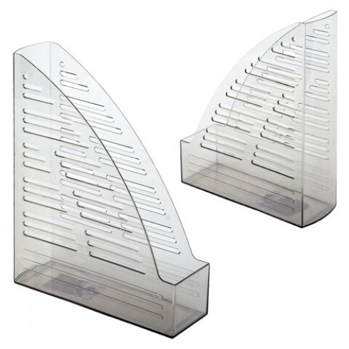 Лоток вертикальный для бумаг BRAUBERG Standard, 245х70х295 мм, тонированный серый, 237222